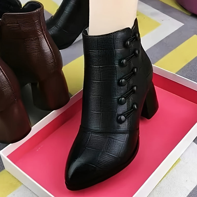 Women's Croc Textured Chelsea Boots with High Heel and Zipper