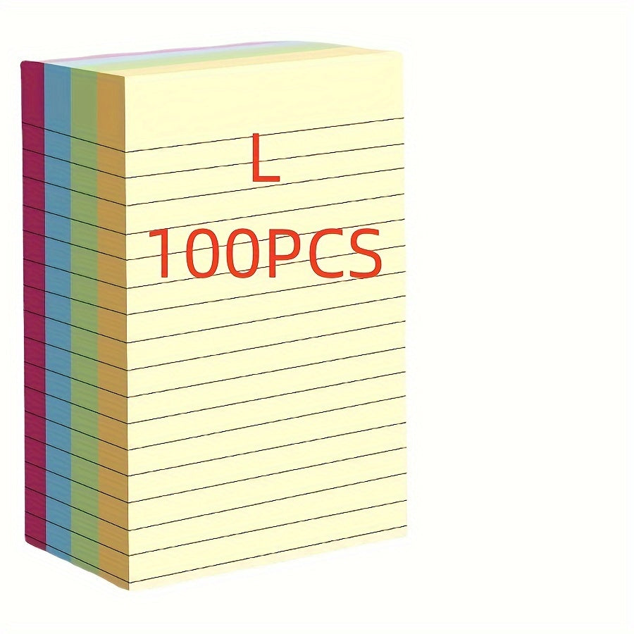 Large Lined Self-Adhesive Sticky Notes Pad in 4 Colors for Office and Students