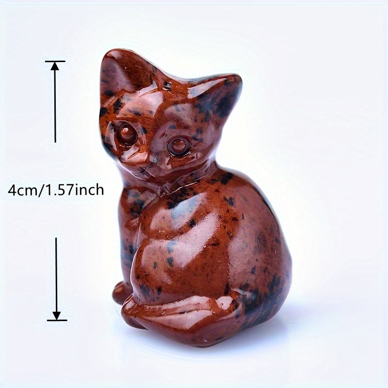Фигурка кошки из натурального кристалла для карманов и комнат, подарок