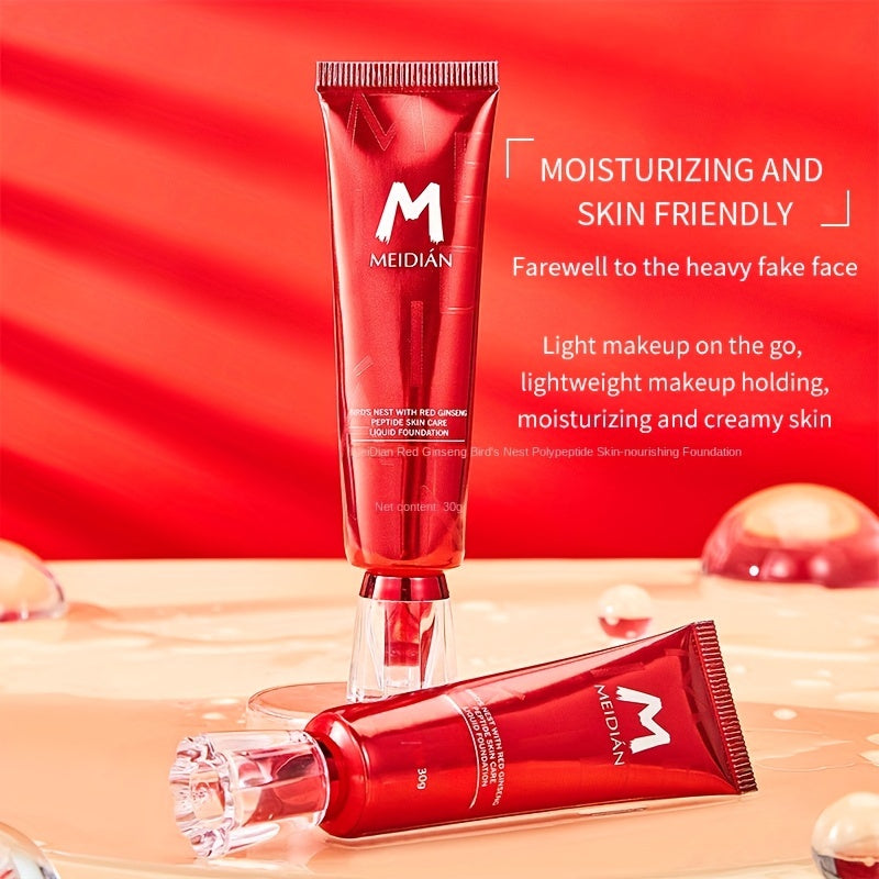 Hydrating BB Cream Foundation with Red Ginseng and Bird's Nest Peptides Waterproof Full Coverage for All Skin Tones