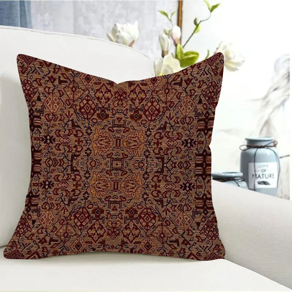 Bohemian Style Golden Brown Double-Sided Pillow Cover 45x45cm Decorative Cushion Cover for Sofa Bedroom