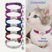 Индивидуальный регулируемый ошейник для кошек с колокольчиком и гравированной идентификационной биркой для котят и щенков