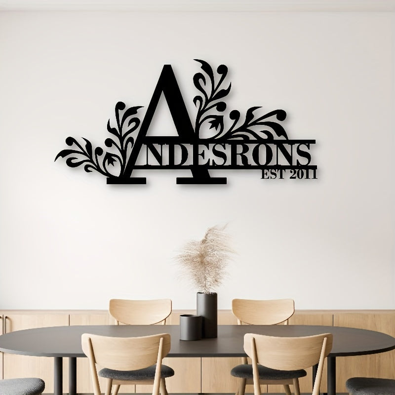 Personalized Metal Family Name Sign Custom Last Name and Date Outdoor Door Hanger