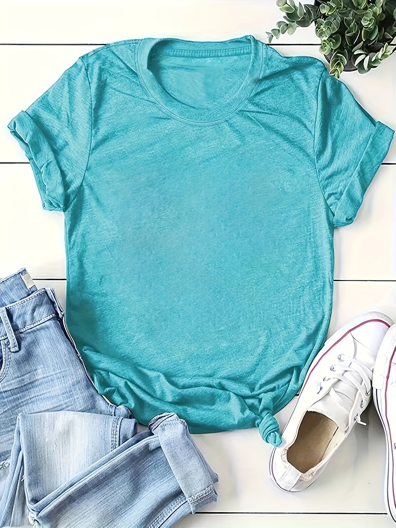 Pack de 3 camisetas casuales de manga corta para mujer, colores sólidos, punto transpirable