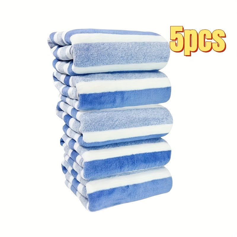 Coral Fleece Towel Set 5 Pieces Quick-Drying Soft Bathroom Hand Towels 34.8 x 74.93 cm