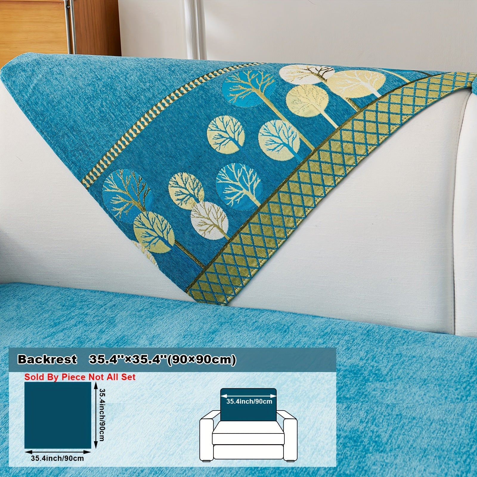 Boho Style Sofa Cushion with Moon and Tree Design Chenille All-Season Pet-Friendly Soft Modern