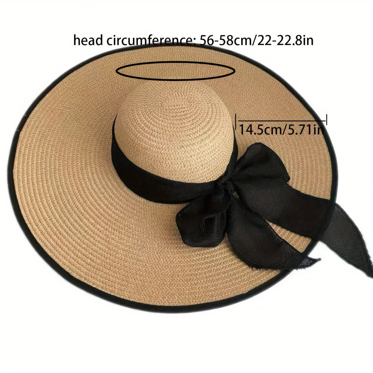 Women's Straw Wide Brim Sun Hat with Bow for Beach and Outdoor Sun Protection