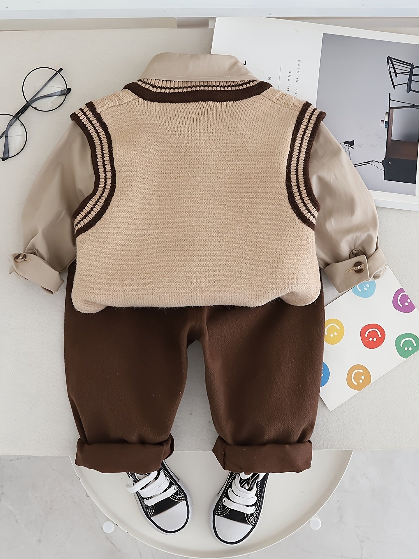 Boys Kids Fall Outfit Set Cotton Blend Shirt Vest Pants Casual Spring Fall Outdoor