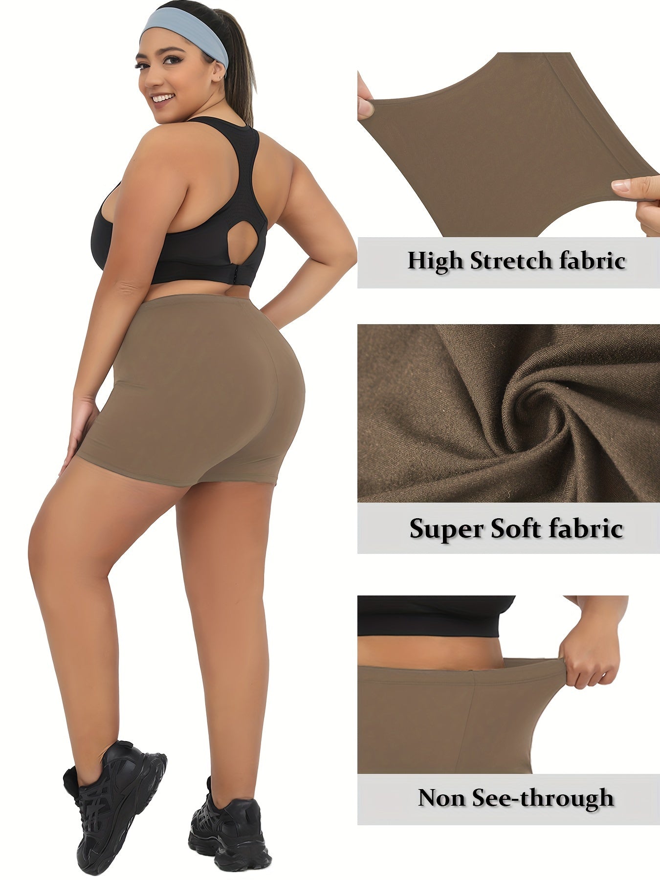 Plus Size Biker Shorts Women’s Soft Tummy Control Workout Athletic Running