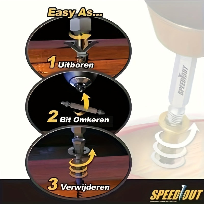 Juego de extractores de tornillos de acero de 4 piezas para quitar tornillos rotos