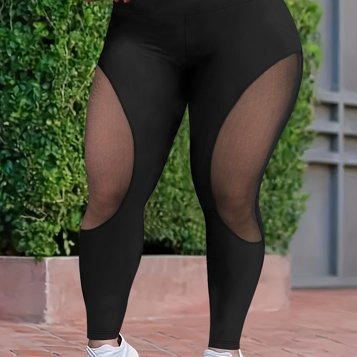 Ayollar uchun keng o'lchamli yuqori belli, elastik mesh jorjlar, elastik bel bilan, qorong'i kulrang