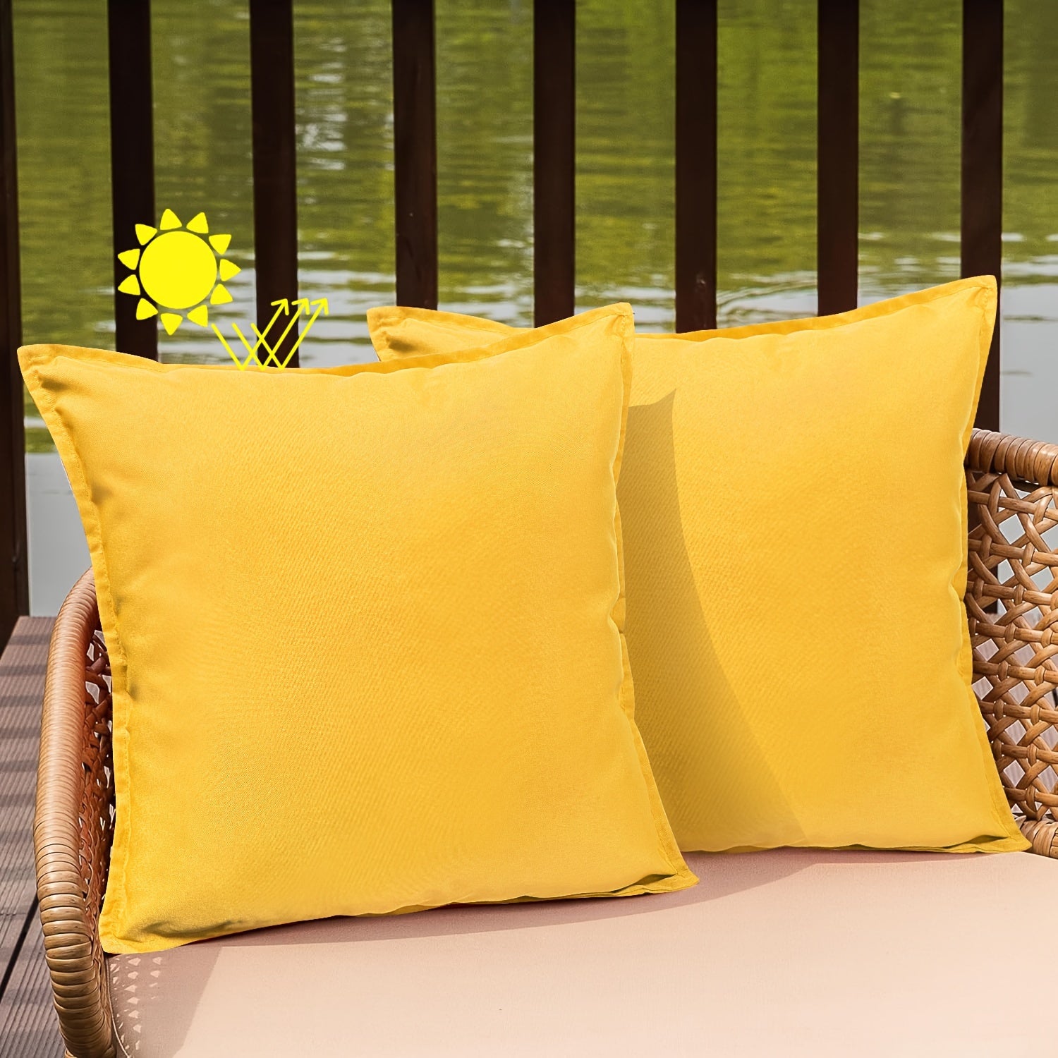 Green Outdoor Cushion Covers 2 Pack Zipper Polyester for Patio Garden Furniture