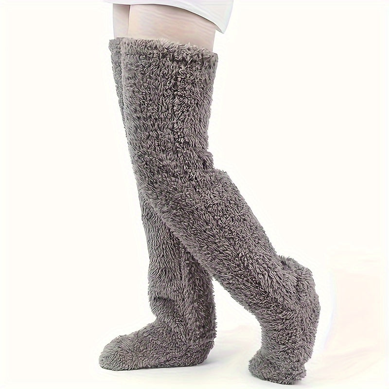 Women's Over Knee Slipper Boots Thermal Plush Home Shoes Cozy Warm Floor Slippers