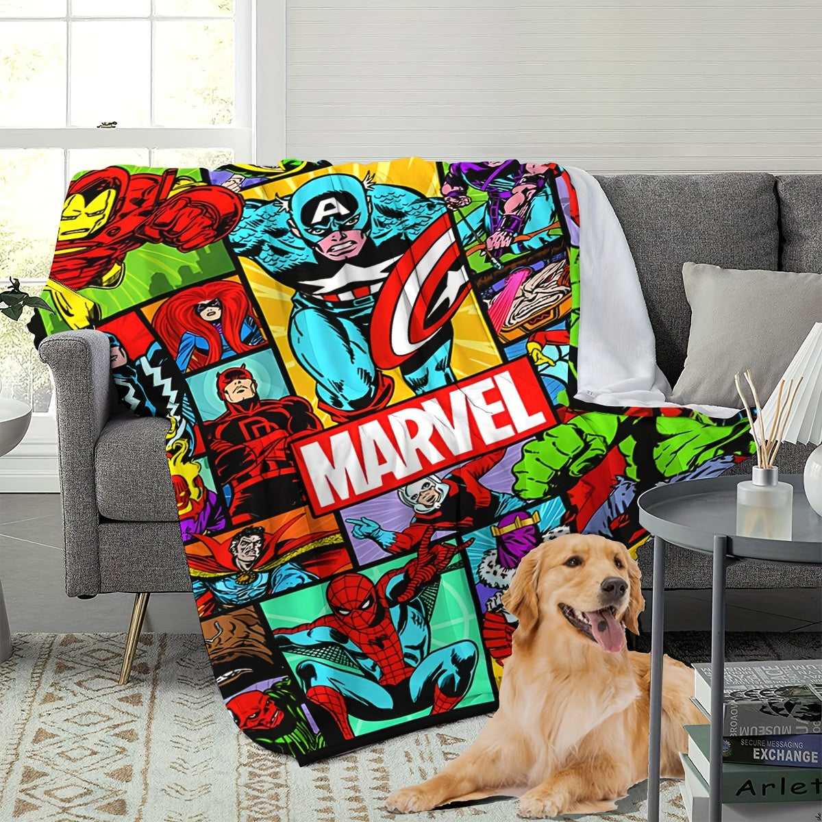 Superhero Plush Throw Blanket Digital Print All-Season Sofa Bed Travel Camping Gift