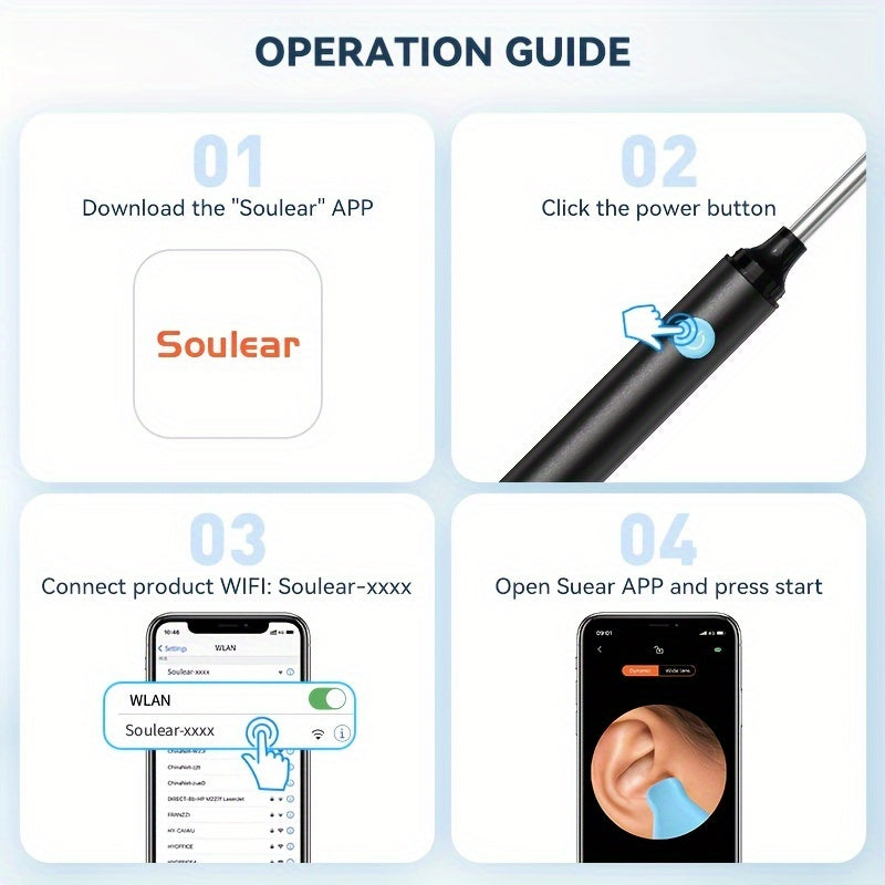 7-Piece Visual Ear Cleaning Tool Set with Camera LED Light USB Rechargeable