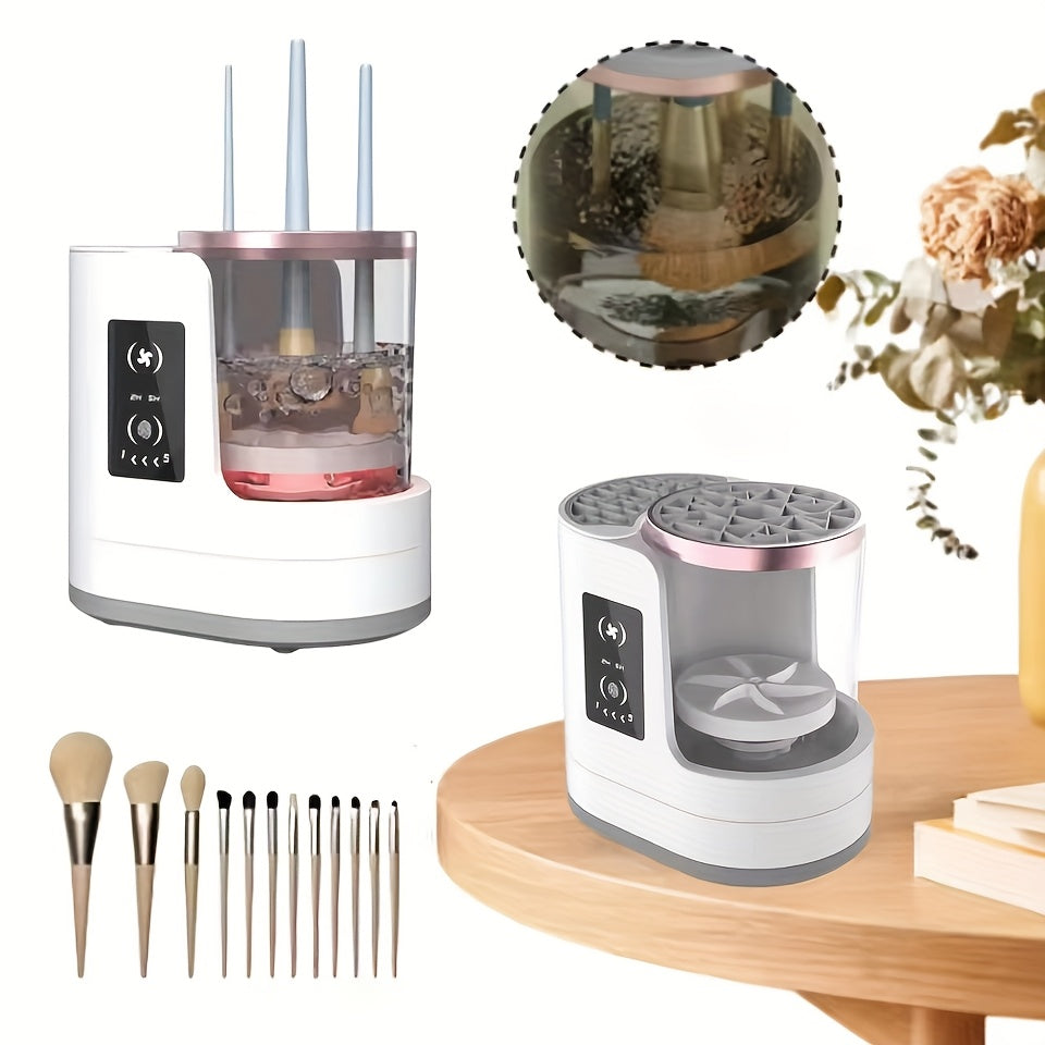 Limpiador eléctrico de brochas de maquillaje USB UV 3 en 1, herramienta automática de lavado de brochas cosméticas