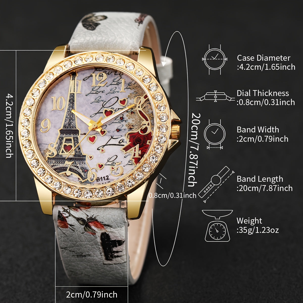 Women's Fashion Digital Tower Dial Quartz Watch Set with Bracelet Non-Box