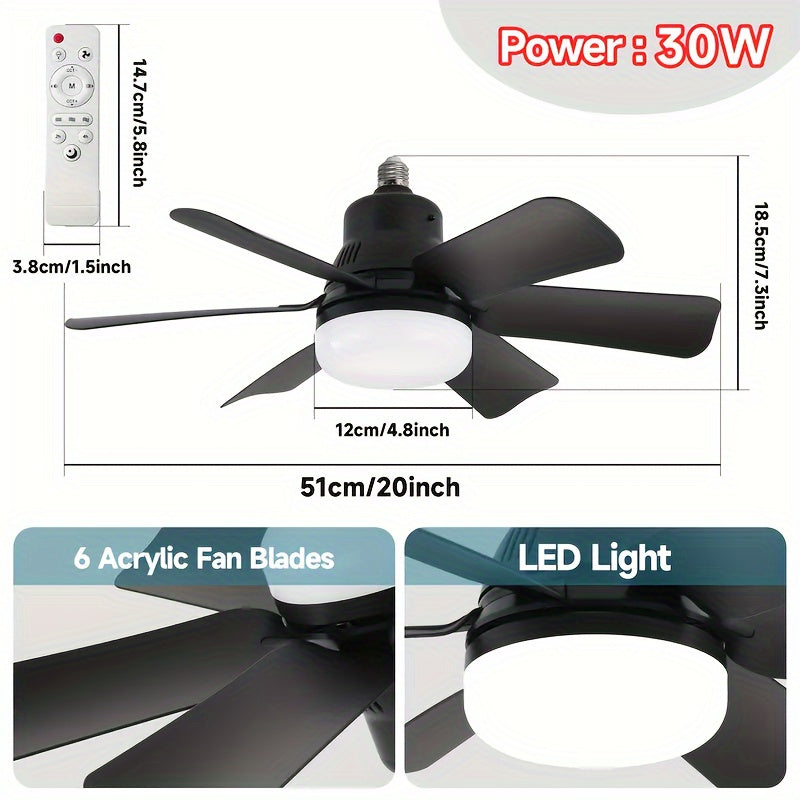 Black Ceiling Fan with LED Light Remote Dimmable Quiet Easy Install for Bedroom Kitchen Living Room