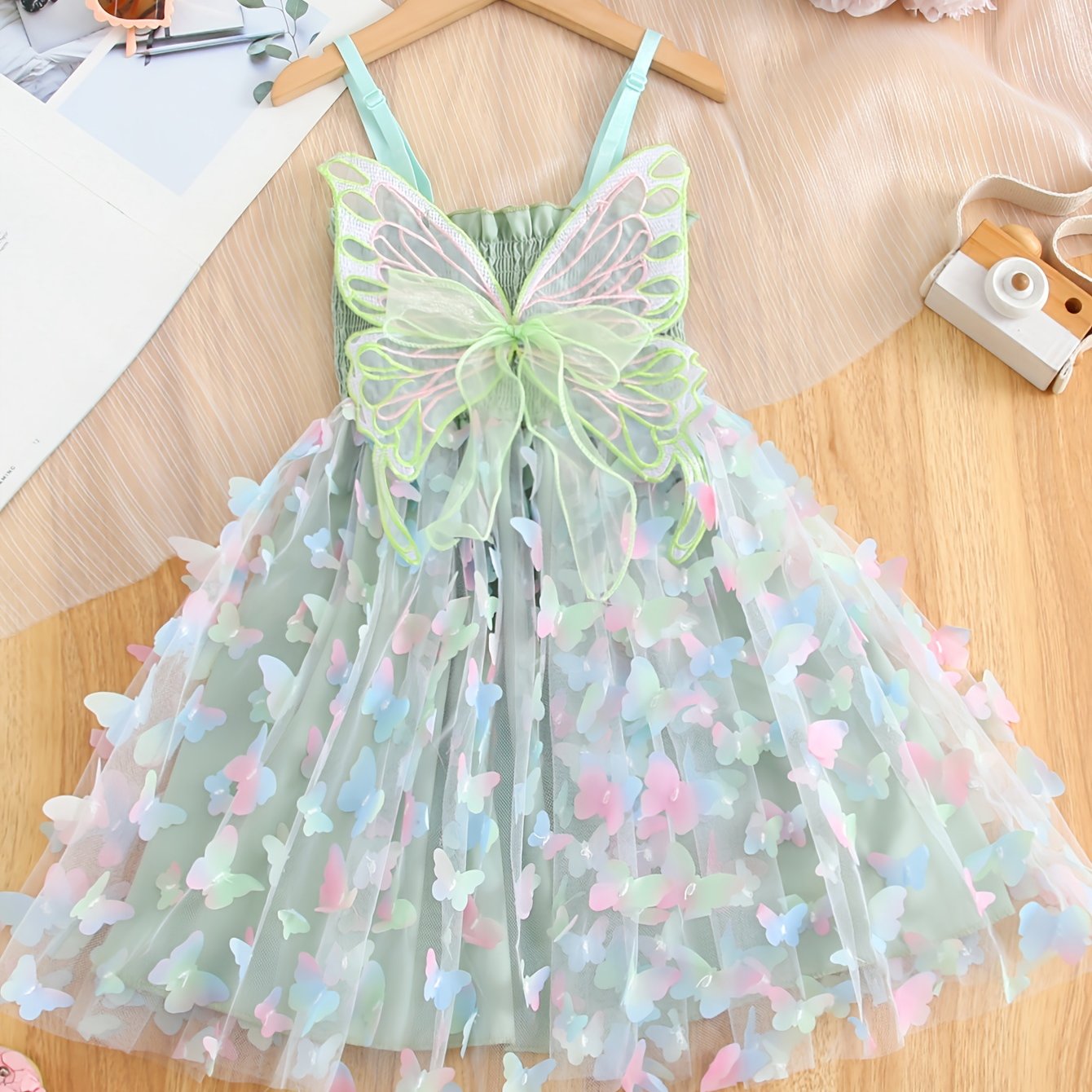Girls' Mesh Tutu Dress with Butterfly Pattern for Parties and Birthdays