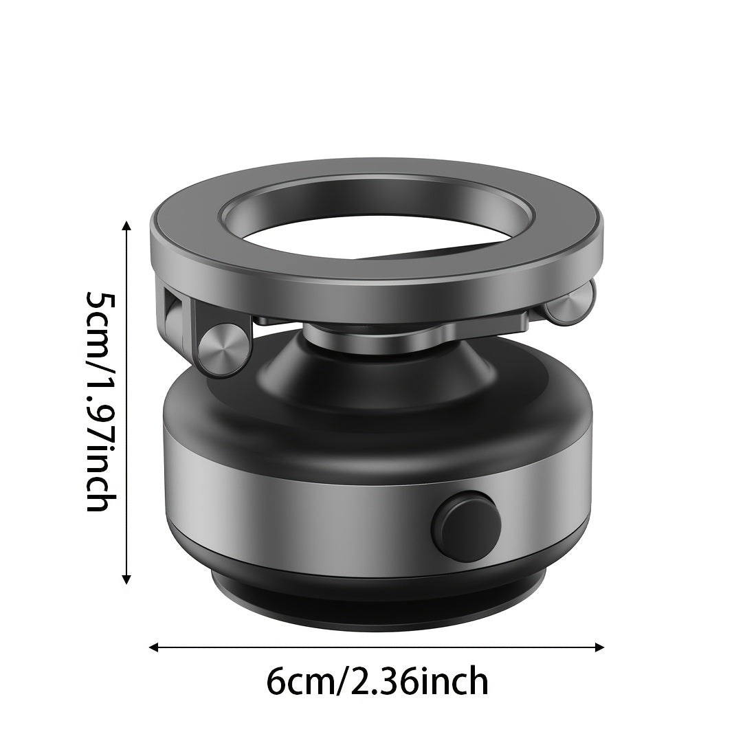 Qorong‘u kulrang magnitli avtomobil uchun o‘rnatish, 360° aylantirish imkoniyatiga ega, alyuminiy qotishma bilan sozlanadigan telefon tutqich, iPhone va Android uchun