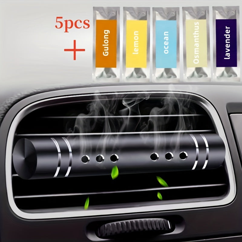 Car Air Freshener Set Aluminum Alloy Vent Clip Diffuser with 5 Refills