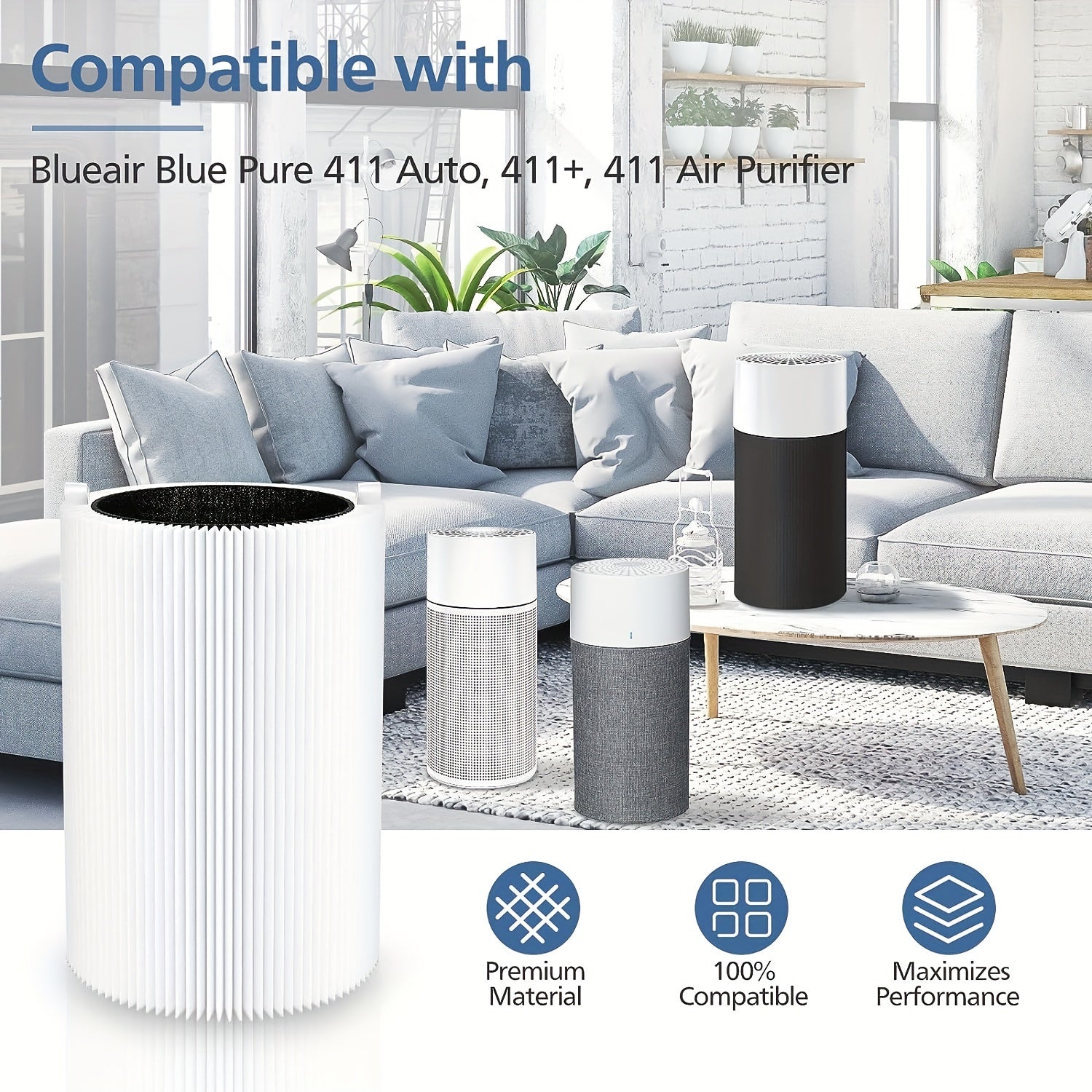Blue Pure 411 Series Air Purifier Filter Carbon and Particle Replacement Compatible with Auto 411 411+