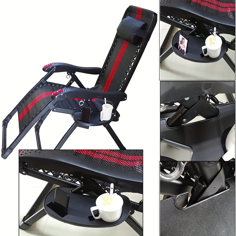 Qora plastmassa stakan tutqichli plastinka, telefon uchun slot bilan, qayriladigan kreslolar va stullar uchun