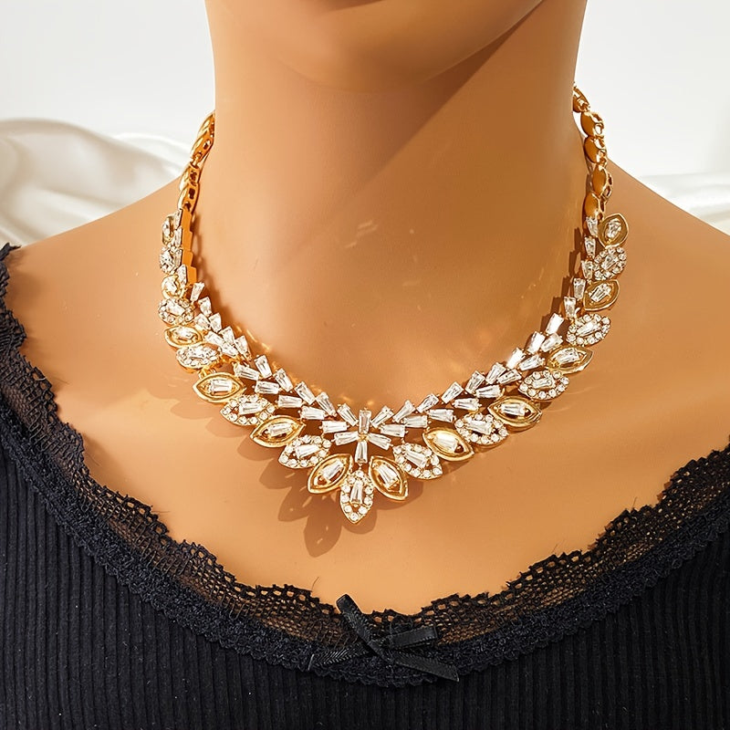 Juego de joyería de zirconia cúbica para mujer, conjunto de boda en oro chapado, completo de 4 piezas