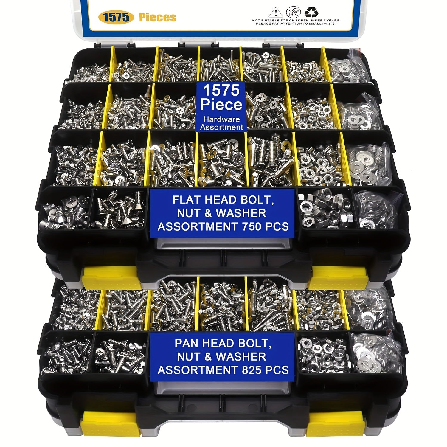 Stainless Steel Hardware Assortment Kit 1575 Pieces with Organizer Box