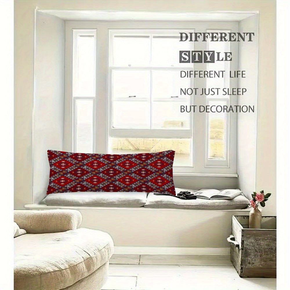 Reversible Body Pillow Cover 50.8x137.16cm Zipper Closure Persian Pattern Bohemian Style