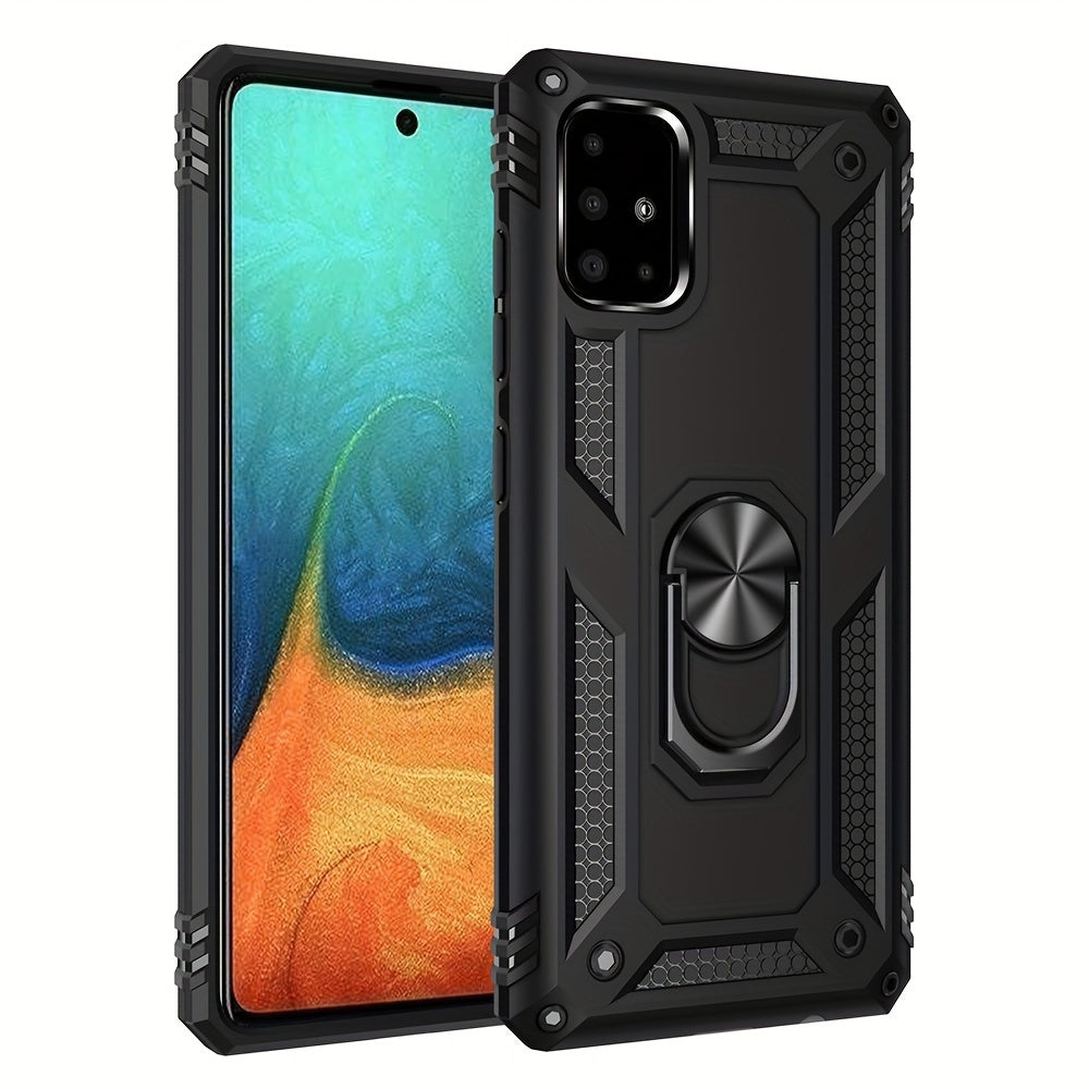 Shockproof Phone Case for Samsung Galaxy A Series with Ring Kickstand and Air Cushion Protection