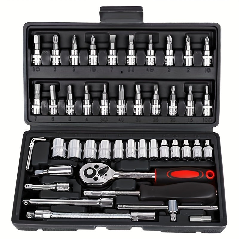 Auto Mechanic Tool Kit Premium Ratchet and Screwdriver Set for Cars Bikes