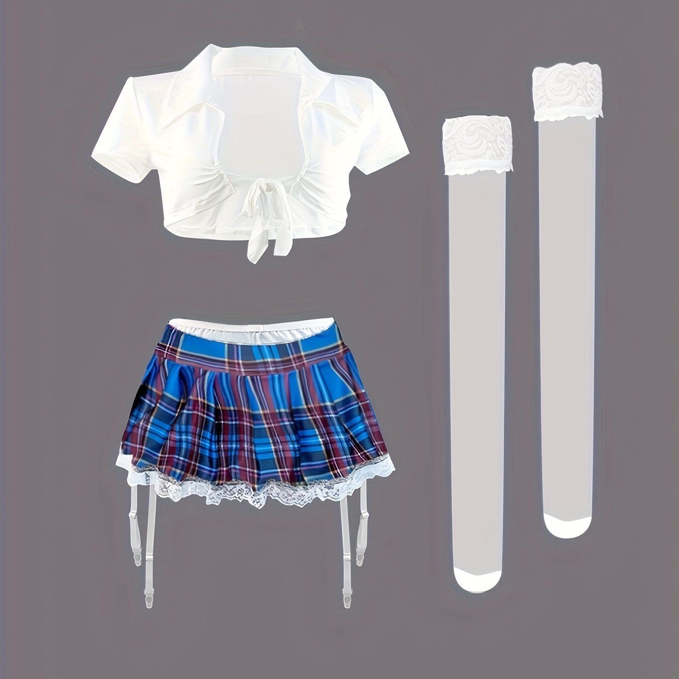 Disfraz de lencería seductora con medias de liga para mujeres