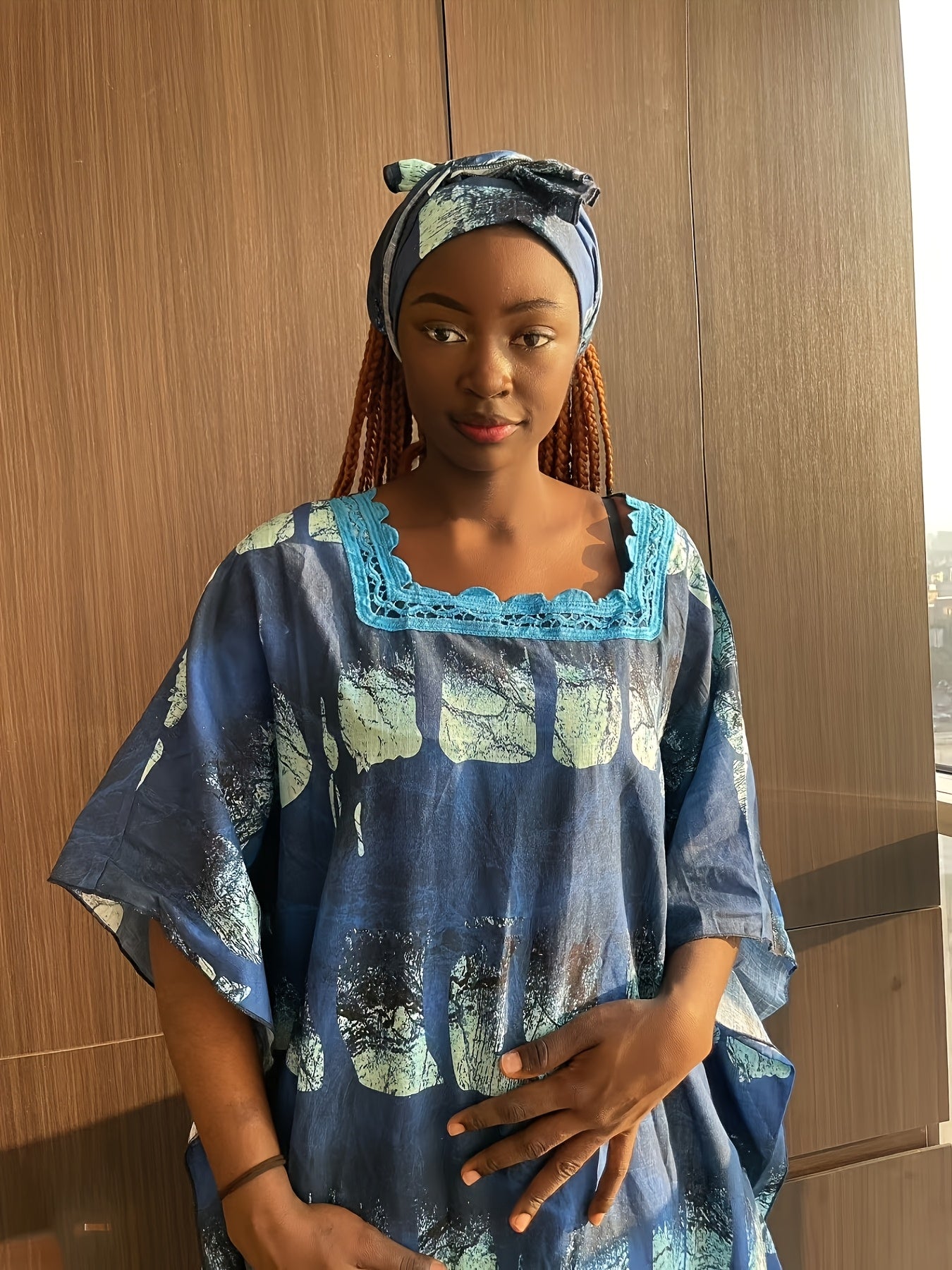 Plus Size Women's Breathable Watermark Casual Long Dress Muslim Robe