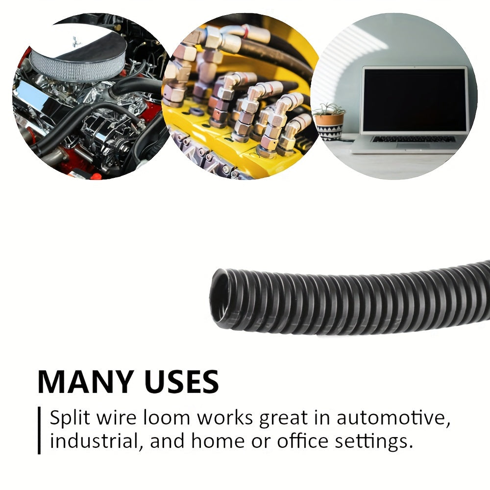 2 Pieces 3m Black Corrugated Non-Split Conduit for Automotive and Indoor Wiring