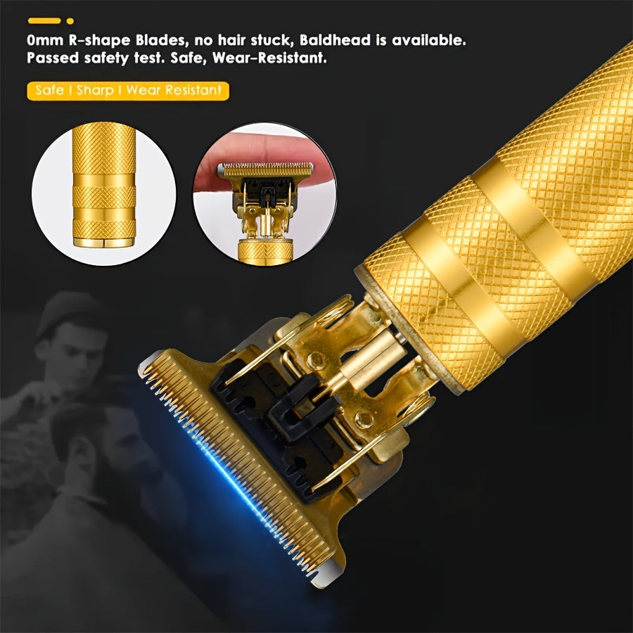 Set de afeitadora eléctrica y recortadora de barba, recargable por USB, cuchillas de acero inoxidable, pantalla digital, afeitadora de lámina