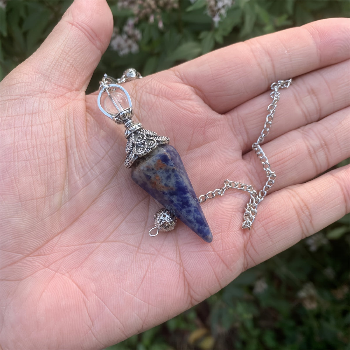 Natural Six Pyramid Crystal Pendulum Hanging Ornament Multi-Colored Gemstone Jewelry