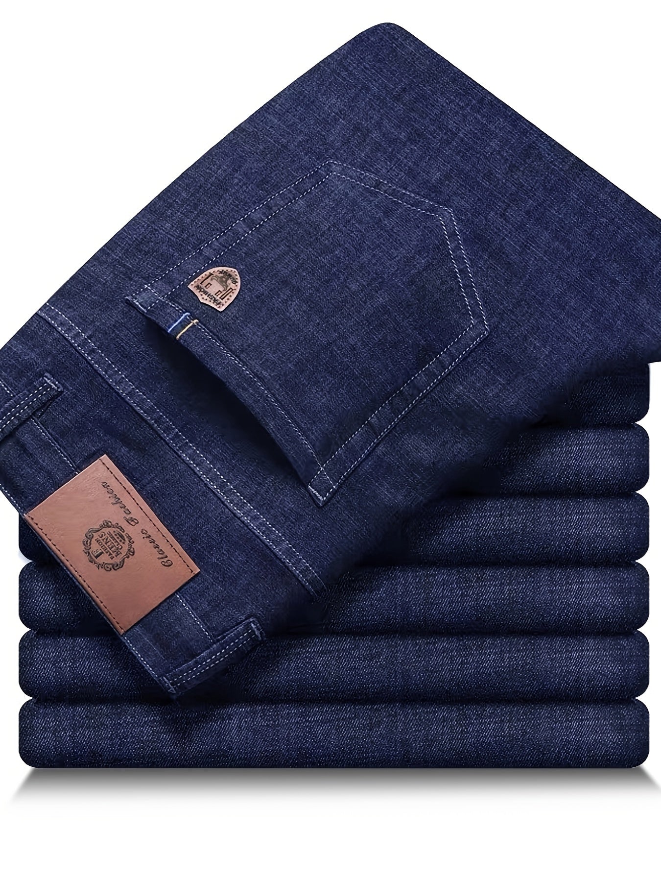 Men's Regular Fit Jeans with Slight Stretch Solid Color Denim for Spring Fall