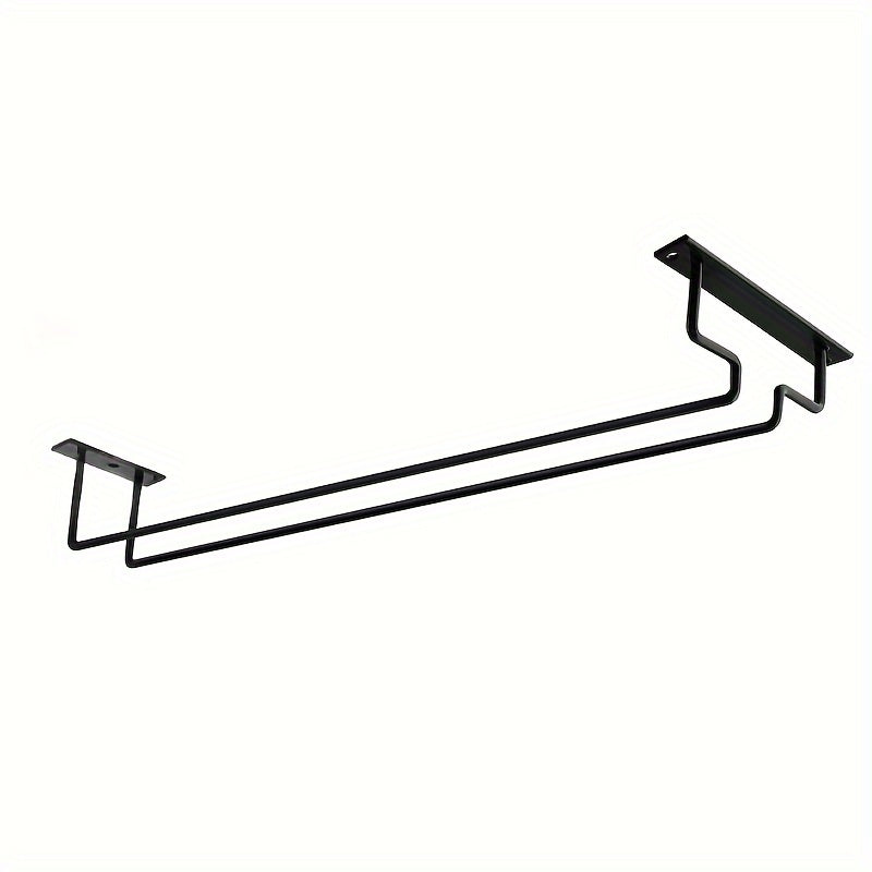 Compact Black Wine Glass Rack for Under Cabinet Storage Kitchen Bar
