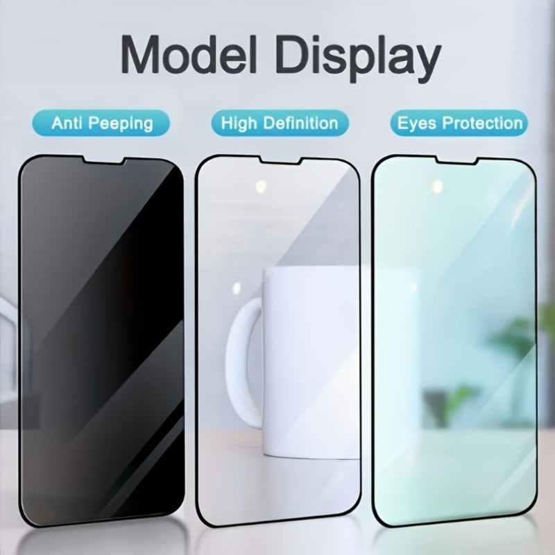 Protector de pantalla de vidrio para iPhone con privacidad, anti-espía, cobertura total, Ultra HD