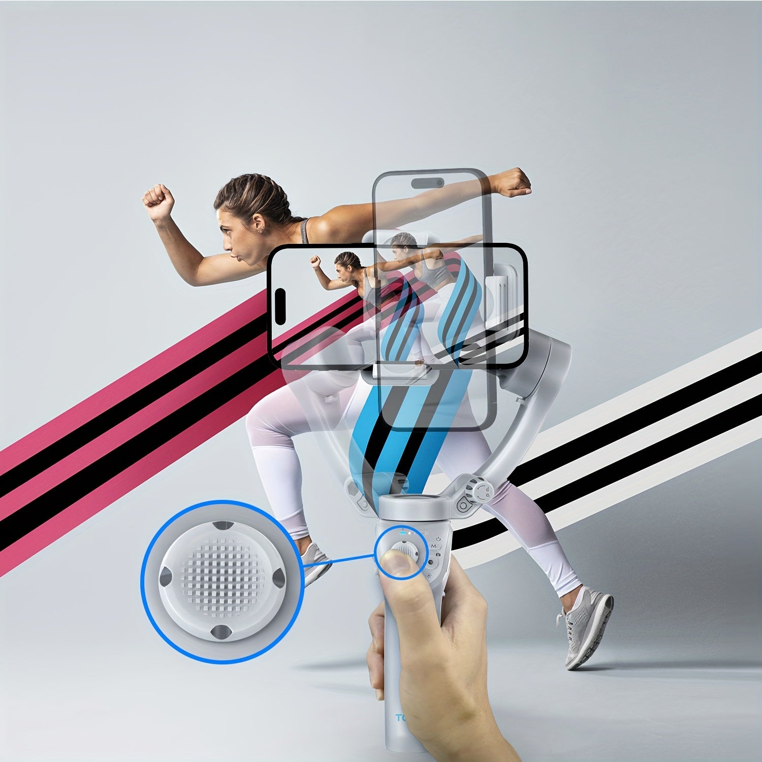 3-akseli smartfon gimbal stabilizatori, ActiveTrack bilan, portativ, yig‘iladigan, videoblog yuritish uchun barqarorlashtiruvchi