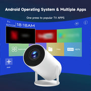 Portable 1080P Smart Projector with Android, 5G WiFi6, Auto Correction
