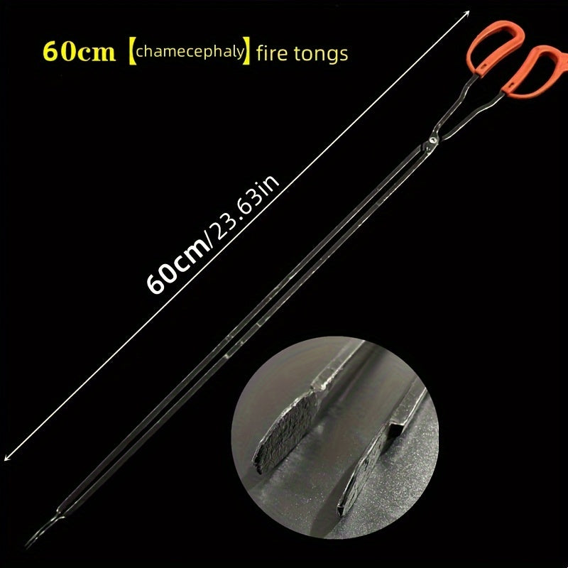 Adjustable Iron Fireplace Tongs for BBQ Camping and Grilling 60-70cm