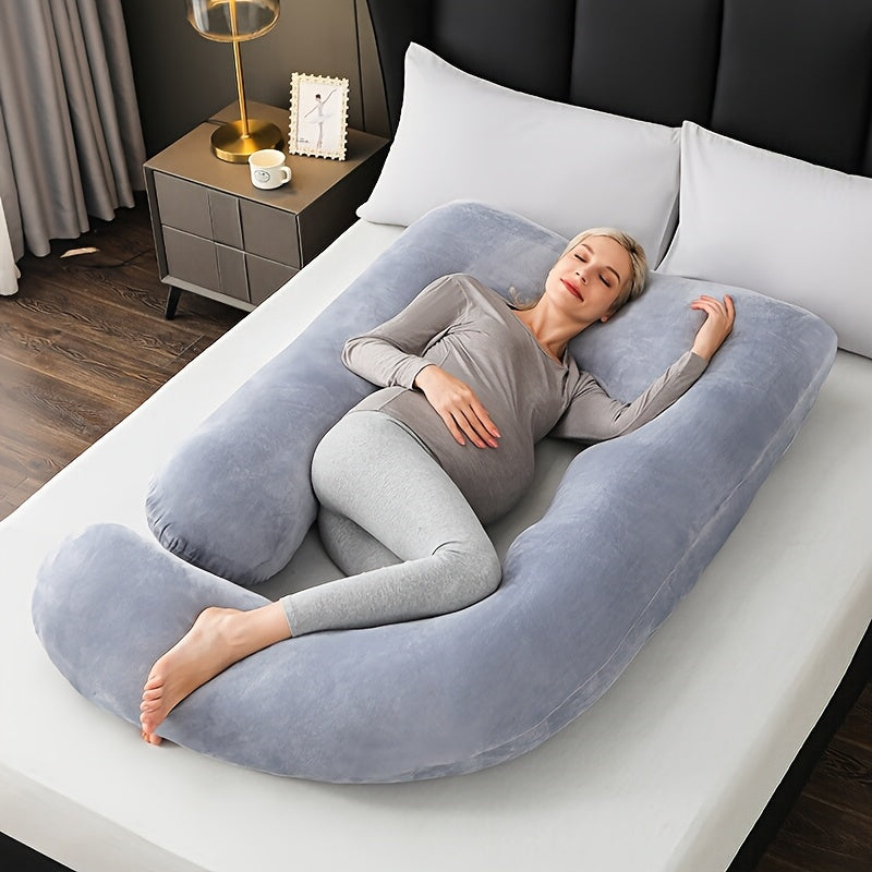 Pregnancy Pillow J-Shaped Full Body Support Soft Polyester Removable Cover