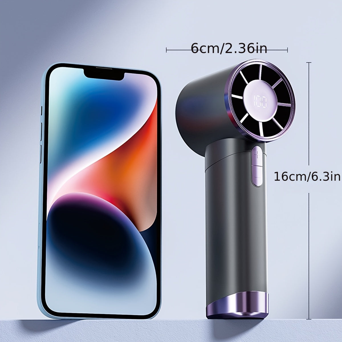 Ручной вентилятор с турбо-режимом на 100 скоростей, перезаряжаемой батареей 3000 мАч, LED-дисплеем