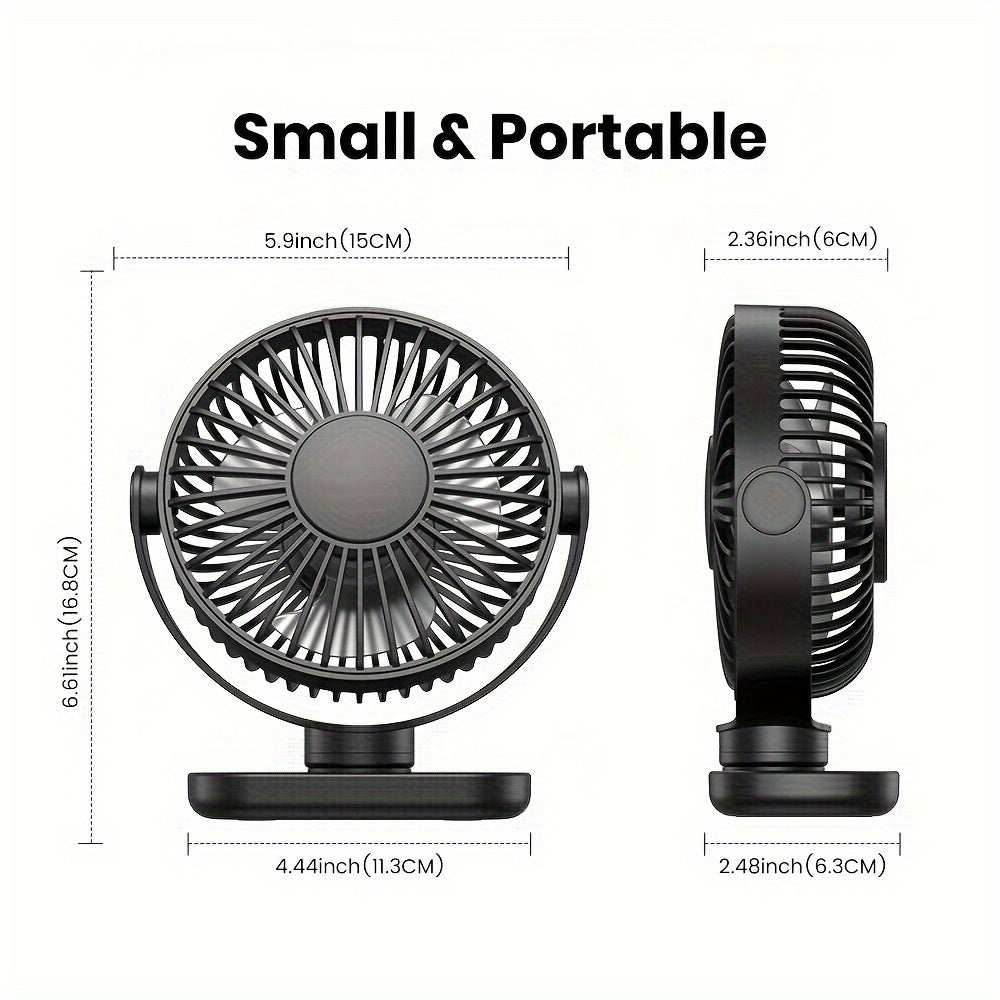 Personal USB Clip Desk Fan with Powerful Airflow, Whisper-Quiet, Portable, Adjustable Clamp