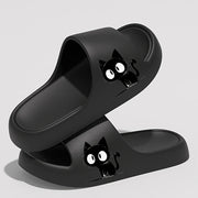 Women’s EVA Cat Slides, Comfortable Cartoon Black Cat Sandals
