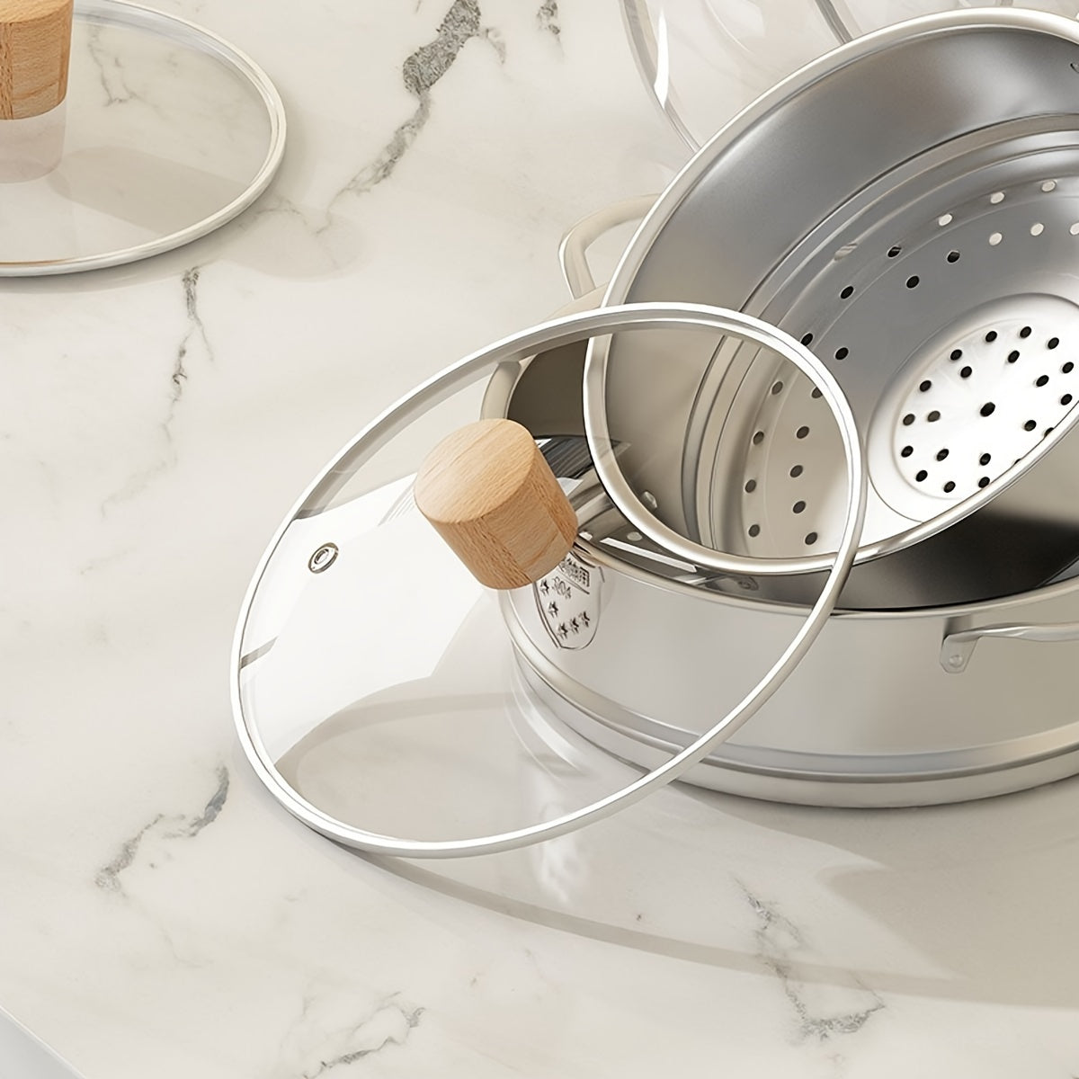 Glass and Stainless Steel Cookware Lid for Soup and Boiled Pots