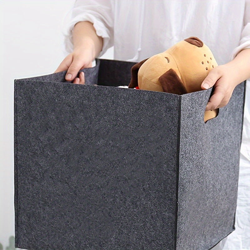 Felt saqlash kubi tashkilotchisi savat, kir yuvish, o'yinchoqlar va kiyimlar uchun, 1 dona