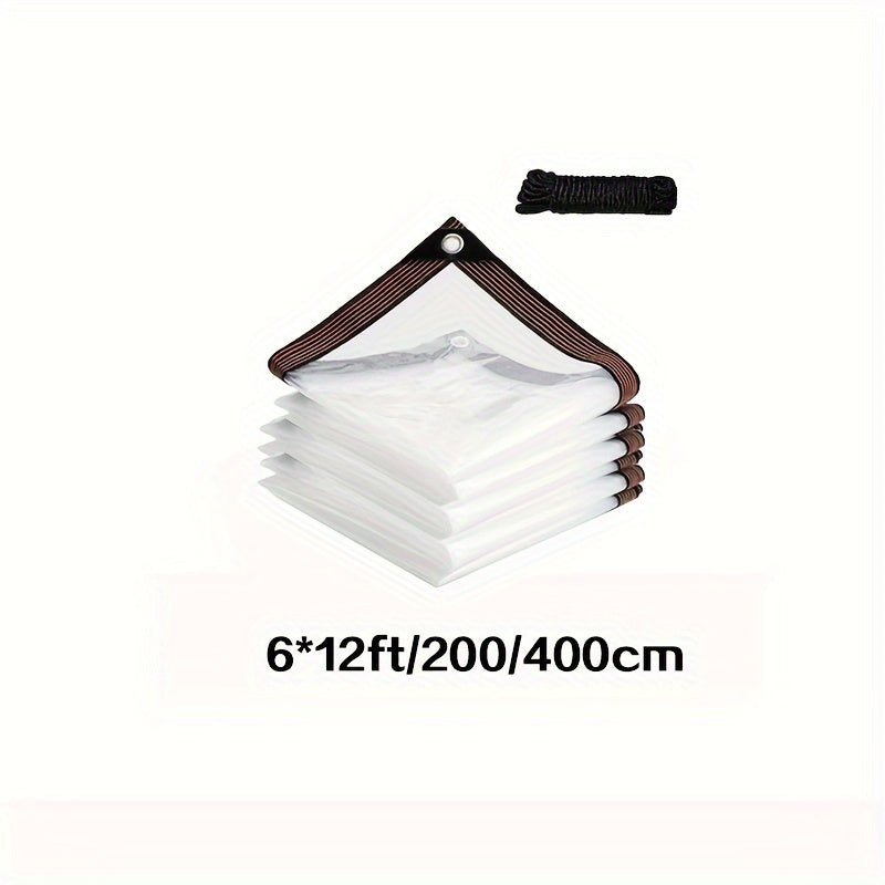 Transparent Waterproof Tarp with Eyelets and Drawstring Closure for Outdoor Use